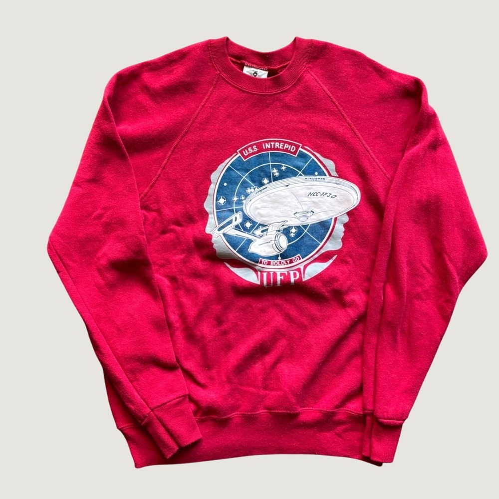 Vintage 80's USA Intrepid Military‎ Crewneck Sweatshirt Size M
